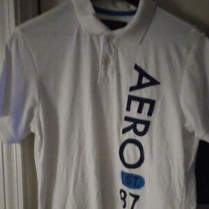 Aeropostale White Polo Shirt with Vertical Branding